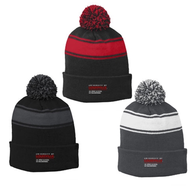 JB216<br>Stripe Pom Pom Beanie